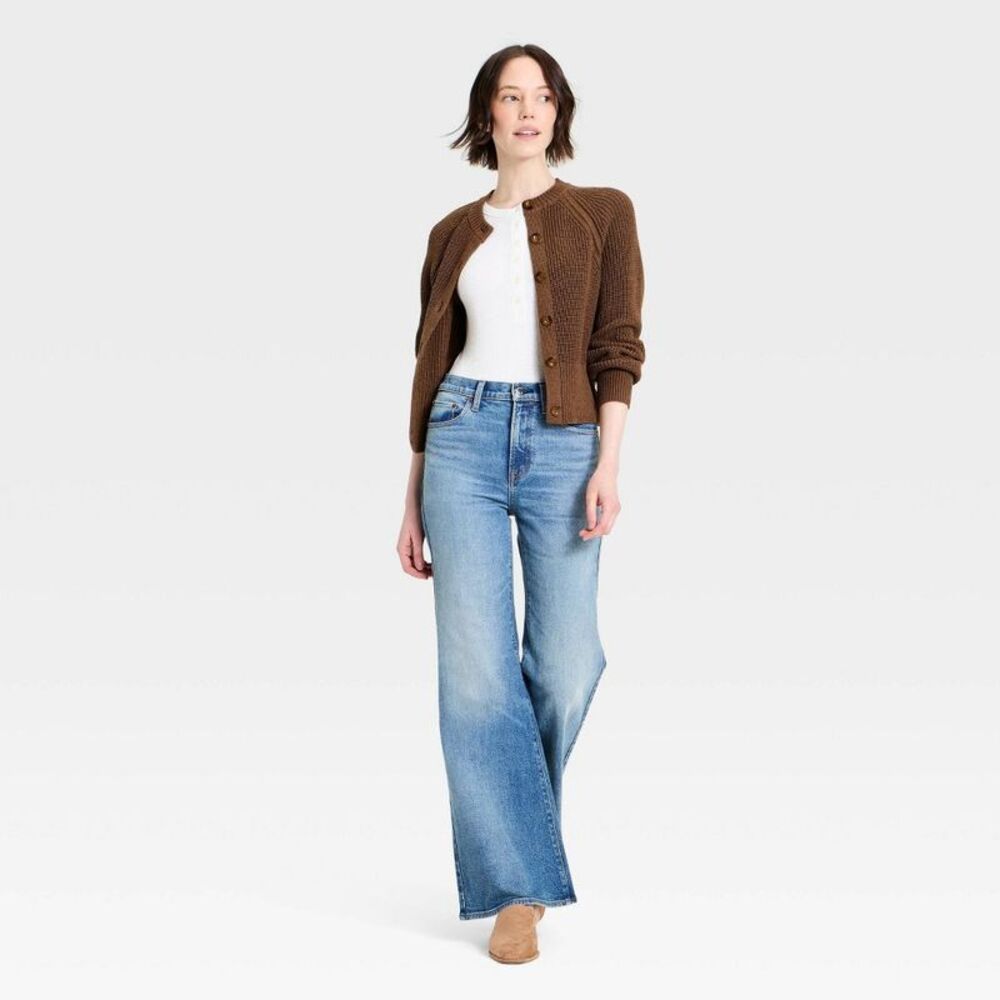 Women's Iconic Cotton Cardigan - Universal Thread Brown S - Picture 3 of 4